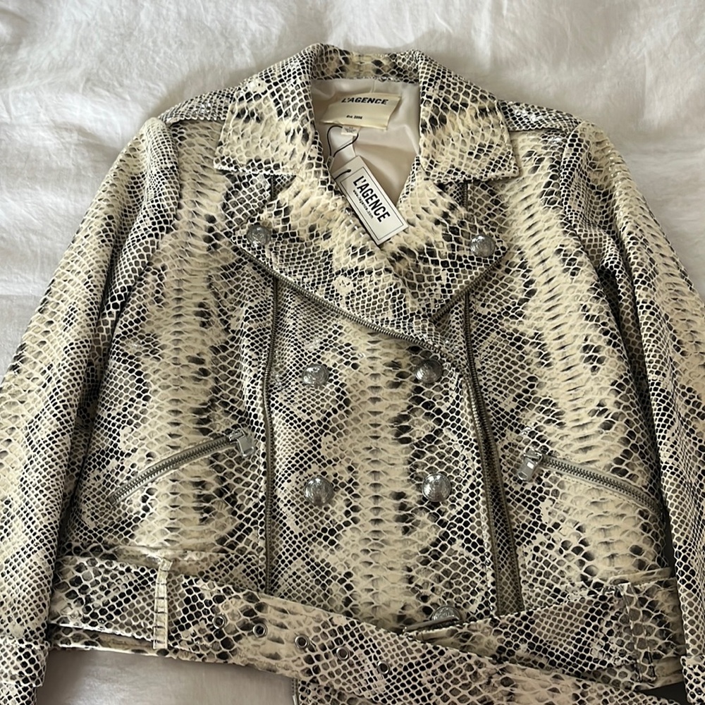Brand New tags on leather L’Agence Biker Jacket!!!Gorgeous…sz sm.  Lined